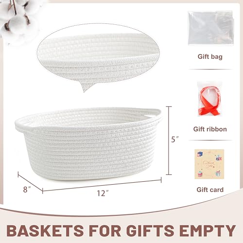 Bufims Small Woven Basket Gift For Empty ,Valentine's Day Gifts With Ribbons and Bags, Durable Cute Gifts 12"X 8" X 5"Smal...