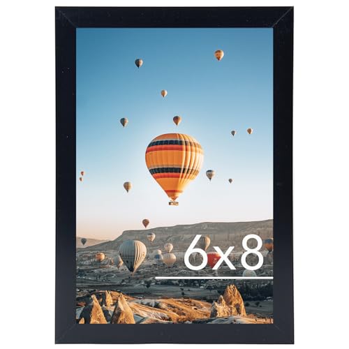 JCJMY 6x8 Picture Frame Black for Wall Hanging or Tabletop, Wall Mounting Horizontally or Vertically, 6 x 8 Wall Gallery P...