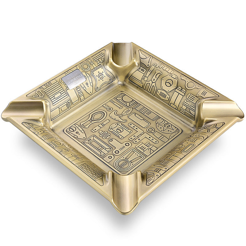 Gift-Ready Copper Metal Pattern-Engraved Household Ashtray