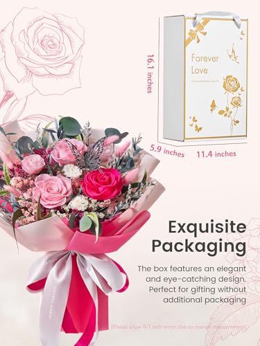 Polylove Flowers for Delivery Prime Forever Flowers Bouquet Preserved Roses Bouquet Flower Gift for Women Wife Mother Day ...