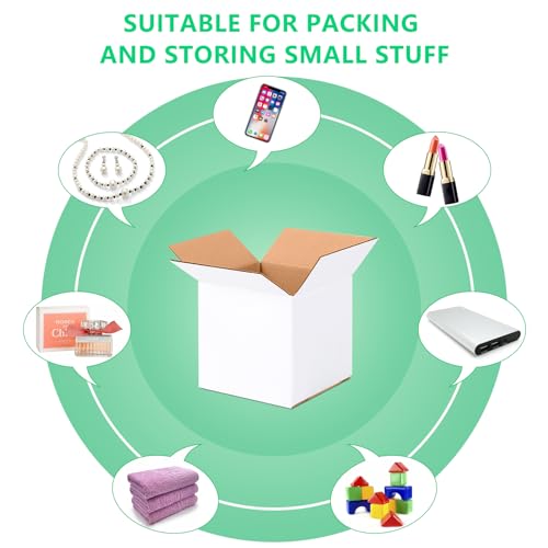 JOWLOT 5x5x5 Small Shipping Boxes Set of 40, White Corrugated Cardboard Box for Small Business for Mailing Packaging Gifts