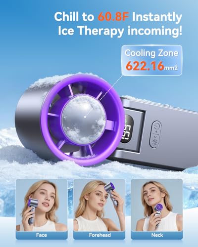 Portable Handheld Turbo Fan with Ice Cooler, 199 Speed Personal Fan,5500mAh Rechargeable,20H Cooling Time,20000 RPM Powerf...