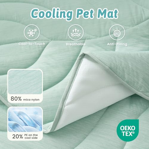 COZY KISS Dog Cooling Mat, Q-Max > 0.4 Leaf Shaped Pet Pad, Liquid Pee Proof Summer Mat for Cats, Washable Sleep Blanket f...