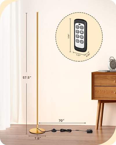 EDISHINE LED Corner Floor Lamp, Set of 2 Minimalist Dimmable Light with Remote, 57.5" Tall Standing Lamp for Living Room, ...