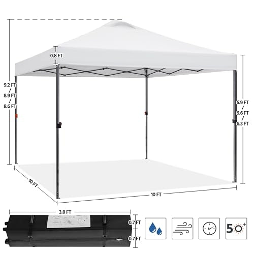Yaheetech 10x10 Pop up Canopy Tent, Commercial 150D Silver Coated Fabric Outdoor Instant Tent w/Wheeled Bag, 4 Sandbags, 8...