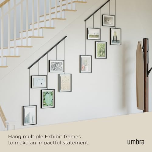 Umbra Exhibit Picture Frame Gallery Set, Adjustable Wall Collage Displays Five Photos (Two 4x6" and Three 5x7"), Set of 5,...