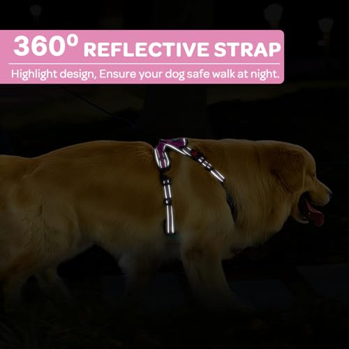 FURRYFECTION Plaid Dog Harness for Large Dogs, Reflective No Pull Adjustable Pet Vest with Front Clip, Leash, Easy Control...