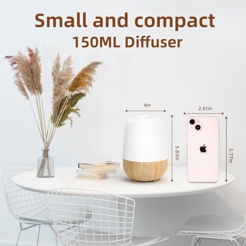 SEEDSEEL 150ML Cordless Essential Oil Diffuser, Built-in 6000mAH Rechargeable Battery, 7-Hour Runtime, 7 LED Color Changin...