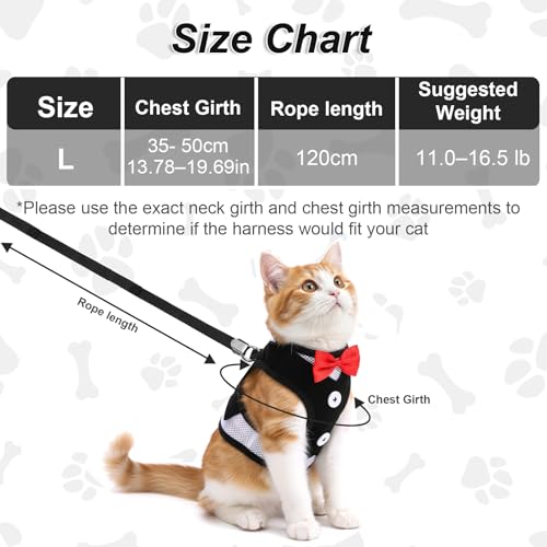 YBEATY Cat Harness Leash Set for Walking Soft Adjustable Cats Vest Harnesses Escape Proof Comfortable Breathable Mesh Kitt...
