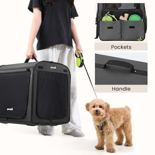 Dog Car Carrier Light Weight, 24×17.7×20.5in Dog Carrier for Cars Easy to Assemble, Dog Cars Crate Portable and Breathabl...