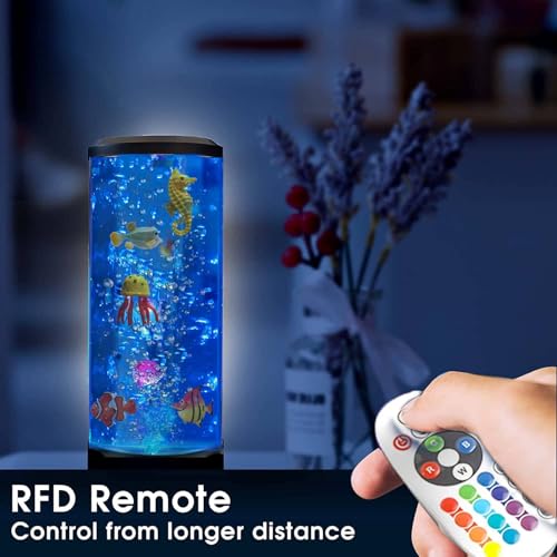 Desktop Sensory Bubble Tube Lamp with Artificial Fish - Autism Anxiety Relief Night Light, Color Changing Bubble Tube for ...