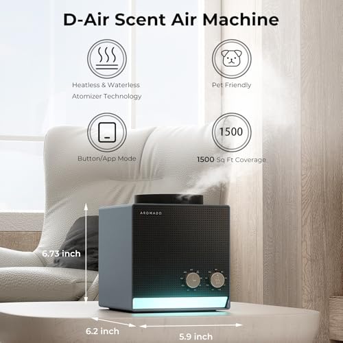 Aromadd Smart Aroma Scent Waterless Essential Oil Diffuser, Cold Air Tech Scent Air Machine for 1500 Sq Ft, 200ml Hotel Co...