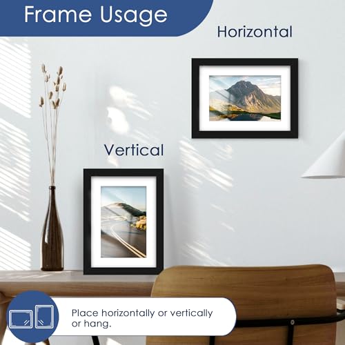 PEALSN 5x7 Picture Frame Set of 6, Display Pictures 4 x 6 with Mat or 5 x 7 without Mat for Wall Mounting or Table Top Dis...