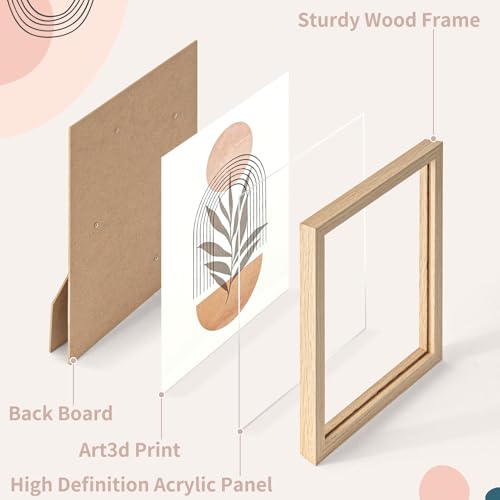 Art3d Framed Boho Wall Art Set of 4 for Wood Aesthetic Wall Decor for Living room Kitchen Hallway Bedroom, Neutral Botanic...