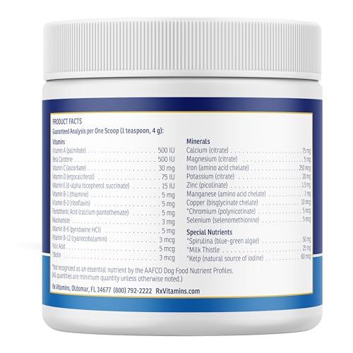 Rx Vitamins Essentials for Dogs - Daily Vitamins & Minerals - with Blue Spirulina, Kelp Powder, and Milk Thistle - Complet...