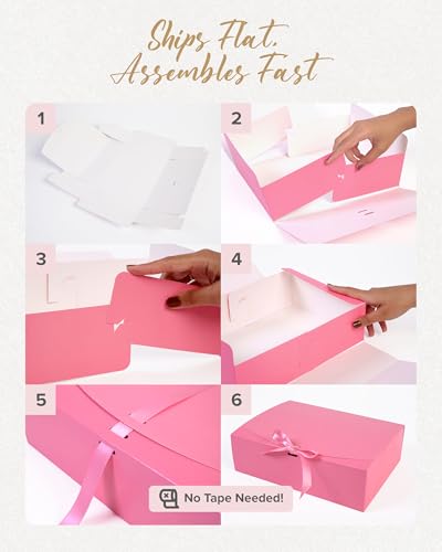 HummingBox Pink Gift Box Set of 16 - Gift Boxes for Presents & gifting on weddings, birthdays & more - Easy to Assemble Pi...
