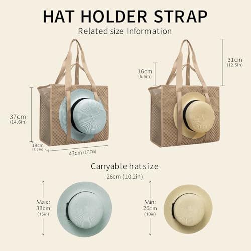 MOMINSIDE Beach Bags for Women Mesh Beach Bag - Large Beach Tote Bag with Zipper, 2 Insulated Pocket, Hat & Towel Clips, F...