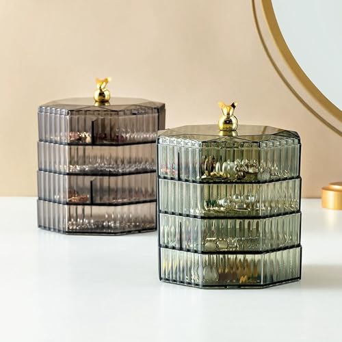 Lifeuping Jewelry Organizer with Handle, 4-Layer Acrylic Jewelry Box, Clear Jewelry Boxes for Women Girls, Make up Earring...