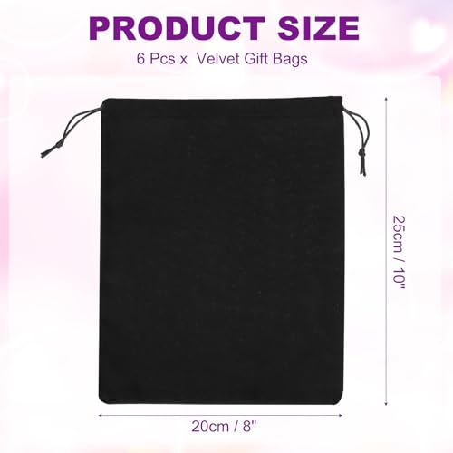 PATIKIL 6 Pcs Velvet Drawstring Bags, 8 x 10 Inch Large Velvet Cloth Jewelry Gift Pouches with Drawstring, Favor Candy Bag...
