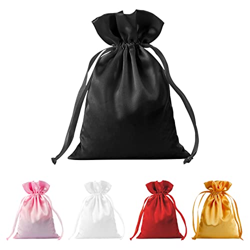 BeiLeiNiceHK 30pcs Satin Gift Bags Black Drawstring Bag,Gift Pouches For Christmas,Wedding Favor Bags,Small Jewellery Pouc...