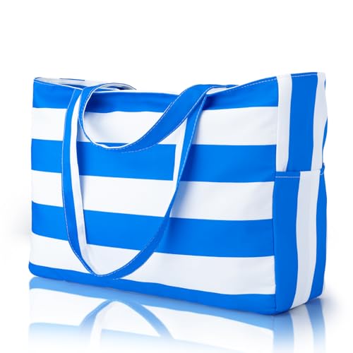 Iioscre Beach Bag for Women, Causal Hobo Pool Bags with Zipper Inner Pocket, Foldable Swim Tote Bag for Vacation Essentials