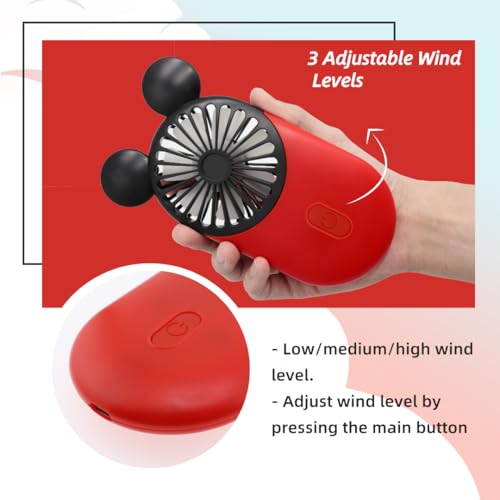 DecoLife Cute Handheld Mini USB Fan, Rechargeable Portable Fan, 3 Adjustable Speeds and Wearable Accessories, Pocket Size ...