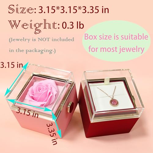 JYCMMFC Romantic Gifts for Her Rose Ring Box Jewelry Box Artificial Flowers Eternal Rose Box Anniversary Wedding Valentin...