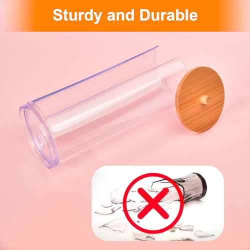 AIMIXUN 2 Pcs Cotton Round Holder, Cotton Pad Holder with Bamboo Lids, Makeup Storage Cotton Pad Dispenser Bathroom Canist...