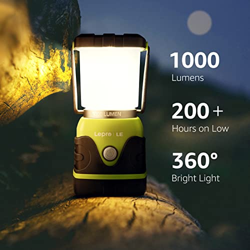 LE 1000LM Battery Powered LED Camping Lantern, Waterproof Tent Light with 4 Light Modes, Camping Essentials, Portable Lant...