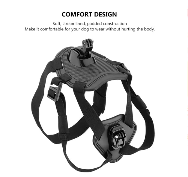 Dog Harness for Gopro, with 2 Mouting Base,Soft Adjustable for Small Medium and Large Dogs for Gopro 12 11 10 9 8 7 6 5 4 ...