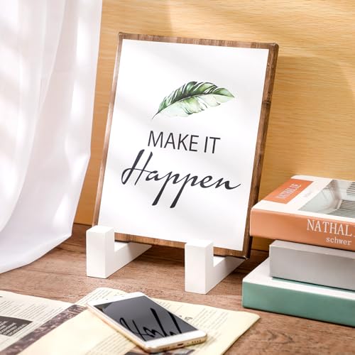 Soaoo 2 Pcs Wooden Plate Stand for Display, 8 Inch Plate Holder Decorative Picture Frame Plaque Stand Holder Easel Table T...