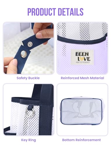 nemeki Mesh Beach Bag for Women Small Beach Tote Bag Sandproof Foldable Swim Pool Bag with 8 Pockets for Travel
