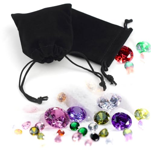 10 Pieces Velvet Drawstring Jewelry Pouches - Gift Bags for Wedding Party Favors, Candy, Christmas - Small Cloth Bags (Black)