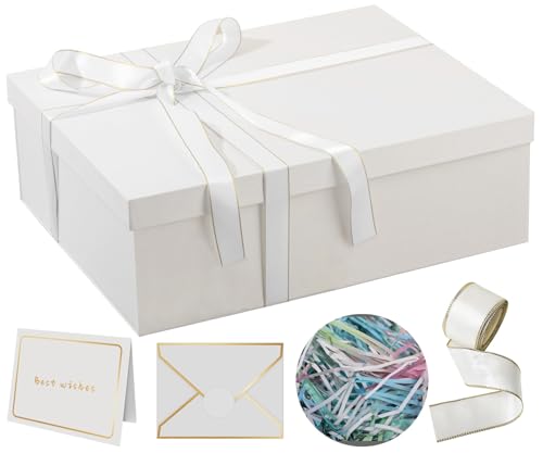Rinrda Extra Large Gift Box 16.5x13x5.5 inches,White Gift Boxes with Lids for Presents,Perfect for Birthday,Valentine's Da...