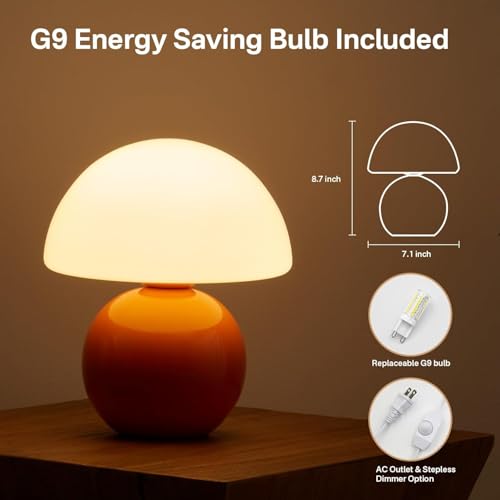 Dawnwake Mushroom Lamp Table Lamp for Bedroom,Desk Bedside Small Lamps for Living Room Night Stands,Mushroom Decor Cute Mi...