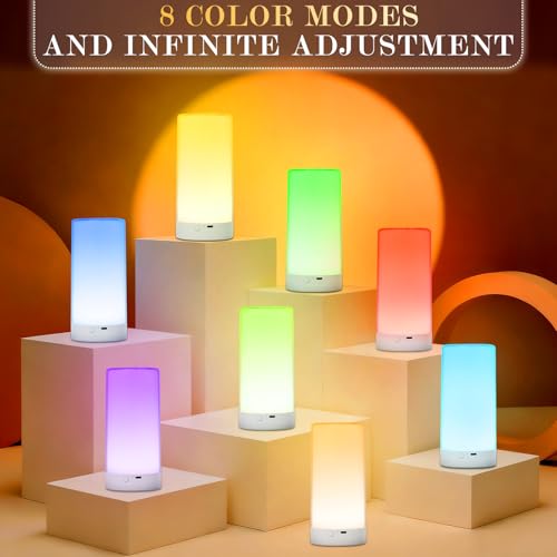 UNIFUN Table Lamp, Touch Sensor Bedside Lamps, Dimmable Warm White Light & Color Changing RGB for Kids Room,Living Room,Ca...