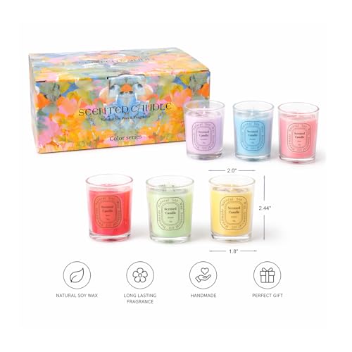 6 Pack Scented Candles Gift Set for Women, 6 Assorted Fragrances Soy Wax Aromatherapy Candles for Home Bath, Mini Stress R...