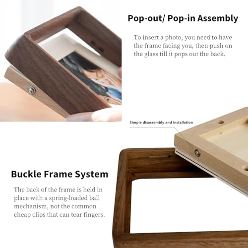 FLECHAZO 6x8 Picture Frame Wood with 5x7 Mat, Natural Solid Walnut Wooden 6 by 8 Photo Frames for Tabletop or Wall Mountin...