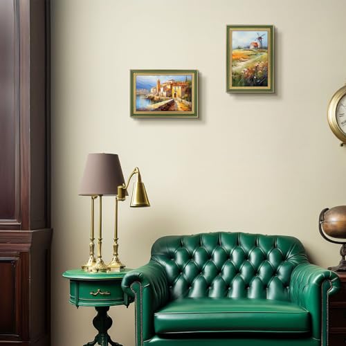 Golden State Art,8x12 Ornate & Antique Photo Frame for 8 x 12 Picture, Real Glass Wall Display, Color Muted Green & Gold