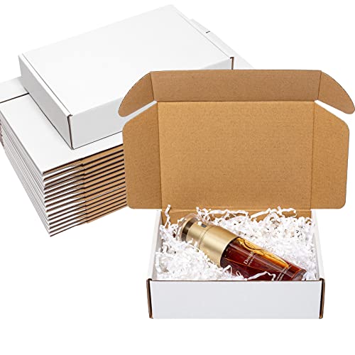 Wowxyz Shipping Boxes 7x5x2" 25 Pack - White Corrugated Cardboard Box Mailers for Small Business, Literature Mailer Box Pa...