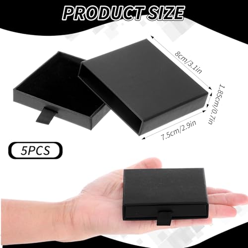 5 Pack Jewelry Gift Box, Sponge Fill Cardboard Jewelry Boxes Black Small Bracelet Gift Box for Women, Bracelet Necklace Ea...
