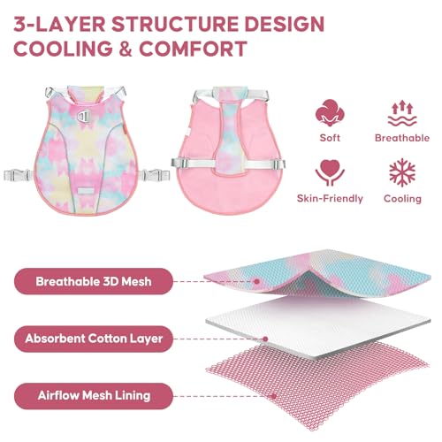 KYEESE Dog Cooling Vest Lightweight Jacket Cooling Vest for Dogs Adjustable Straps Summer with D Ring Breathable Dog Jacke...