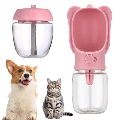 Pet Cat Puppy Dog Travel Water Bottle Dispenser with Food Container, Portable Dog Water Bottle for Walking Hiking Outdoor,...
