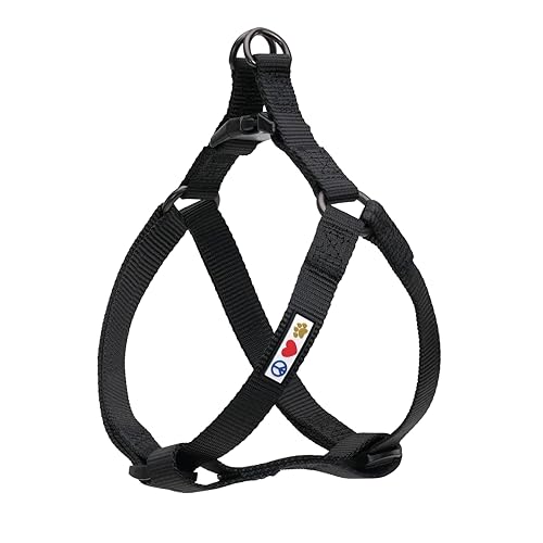 Pawtitas Solid Step-in Dog Harness – Adjustable No-Pull Vest for Puppies to Seniors, Safe & Comfortable M Black