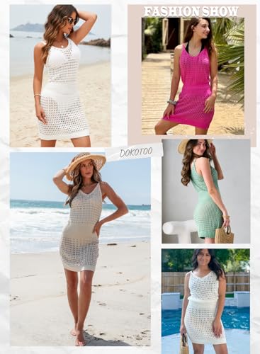 Dokotoo Summer Crochet Hollow Out Knit Beach Bathing Suit Swim Cover Ups Cruise Outfits Vacation Dresses for Women 2026