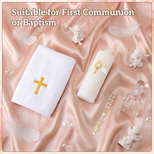 Conelist 5 Pcs Baptism Candle Set for Boys and Girls Christening Set Baptism Kit with Towel Candle Holy Bottle Mini Rosary...