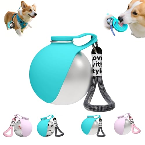 Foldable Pet Water Bottle for Travel, 2 in 1 Portable Dog Water Bottle, Water Bottle for Dogs on Walks, Stainless Steel Bo...