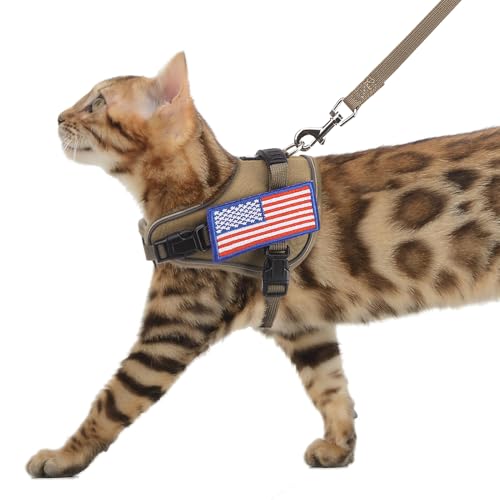 PUPTECK Cat Harness and Leash Set, Escape Proof Adjustable Pet Vest Harness, Reflective Breahtbale Easy Control, for Cats ...