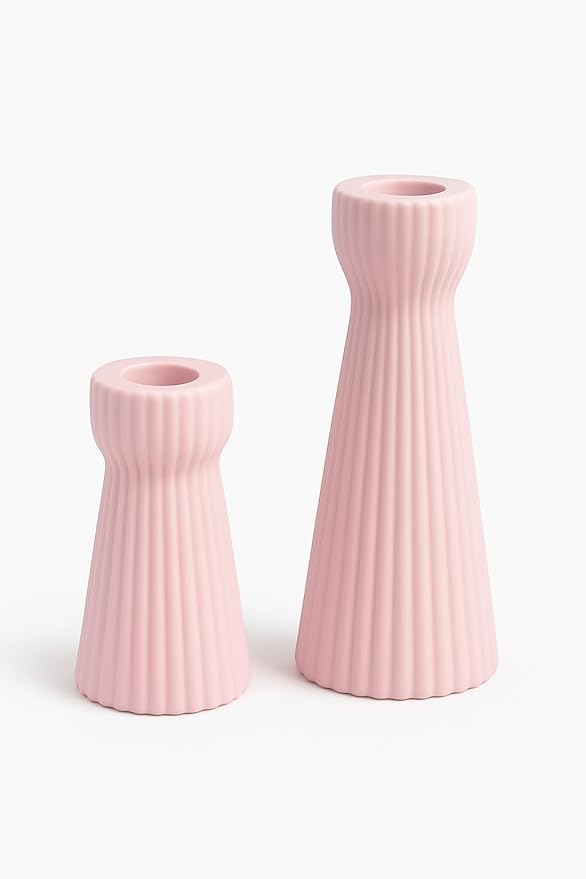 SCBLOOM Taper Candle Holders for Candlesticks Ceramic Candle Stick Candle Holder- Set of 2 Decorative Candle Stand for Wed...