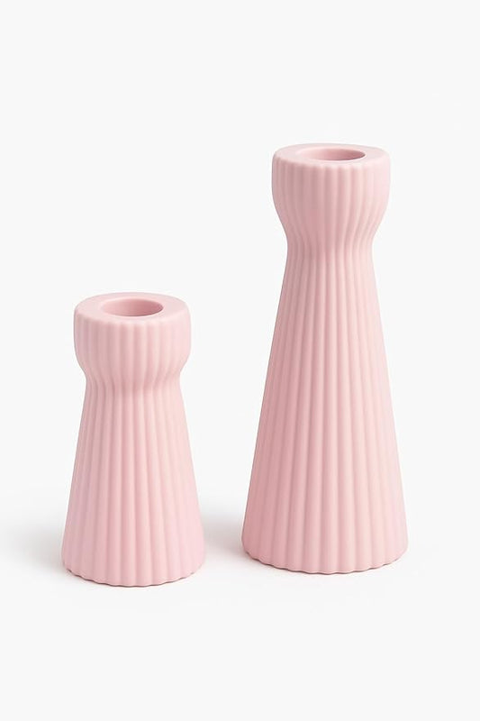 SCBLOOM Taper Candle Holders for Candlesticks Ceramic Candle Stick Candle Holder- Set of 2 Decorative Candle Stand for Wed...